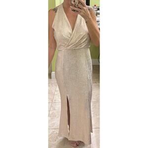 Alexa B Nites size 6 semi formal gold dress sleeveless gorgeous back details